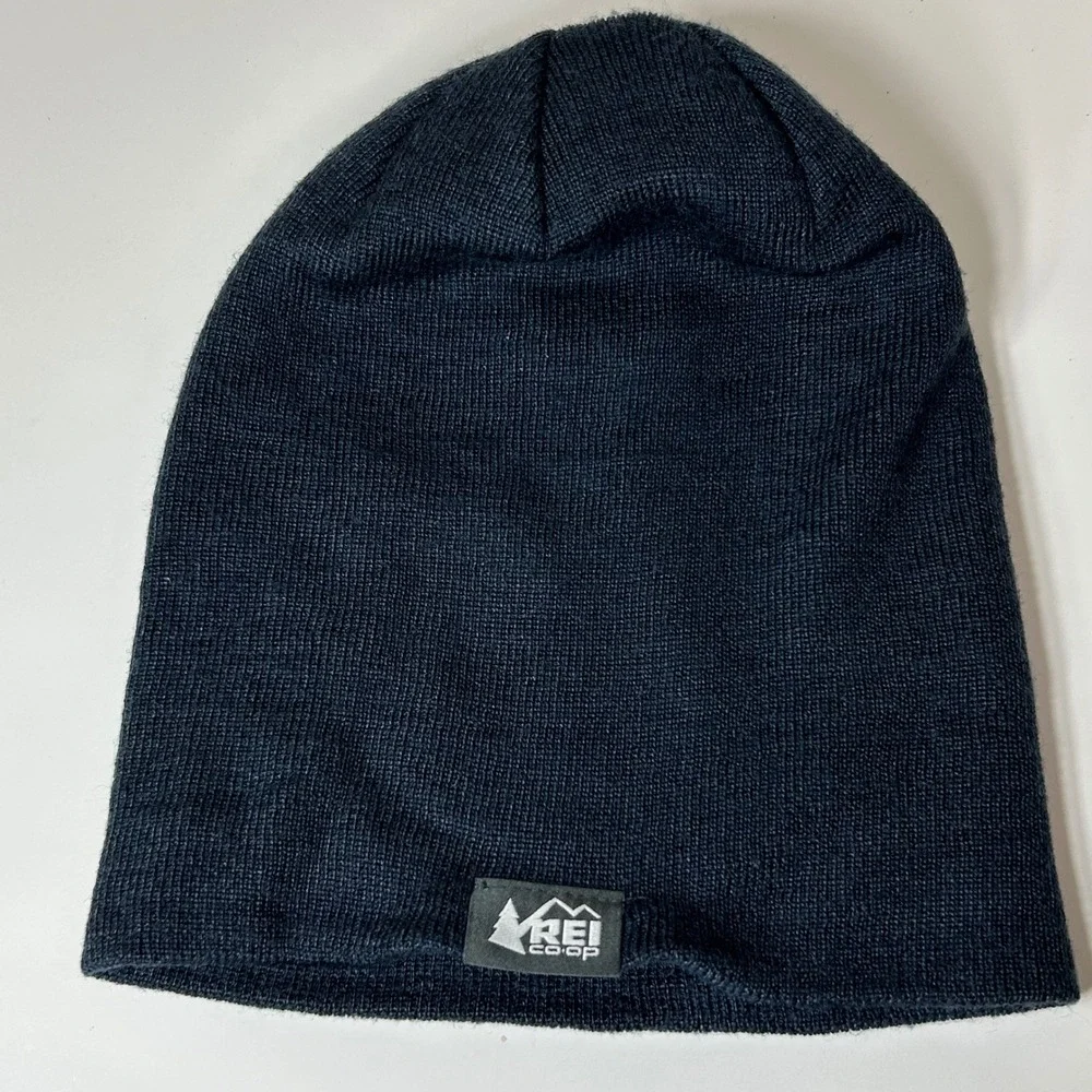 REI Co-op Unisex Navy Blue Wool Blend Knit Beanie Hat One Size 127061